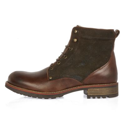 Dark brown leather borg-lined boots